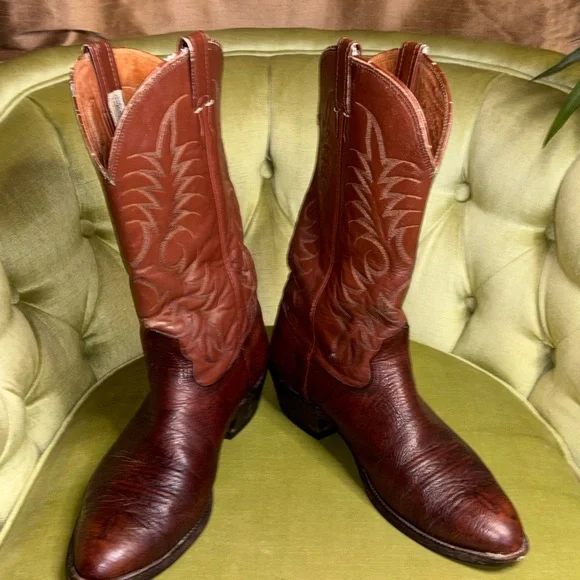 Nocona Men’s 12D Brown Leather Cowboy Western Boots USA Made - Picture 2 of 10